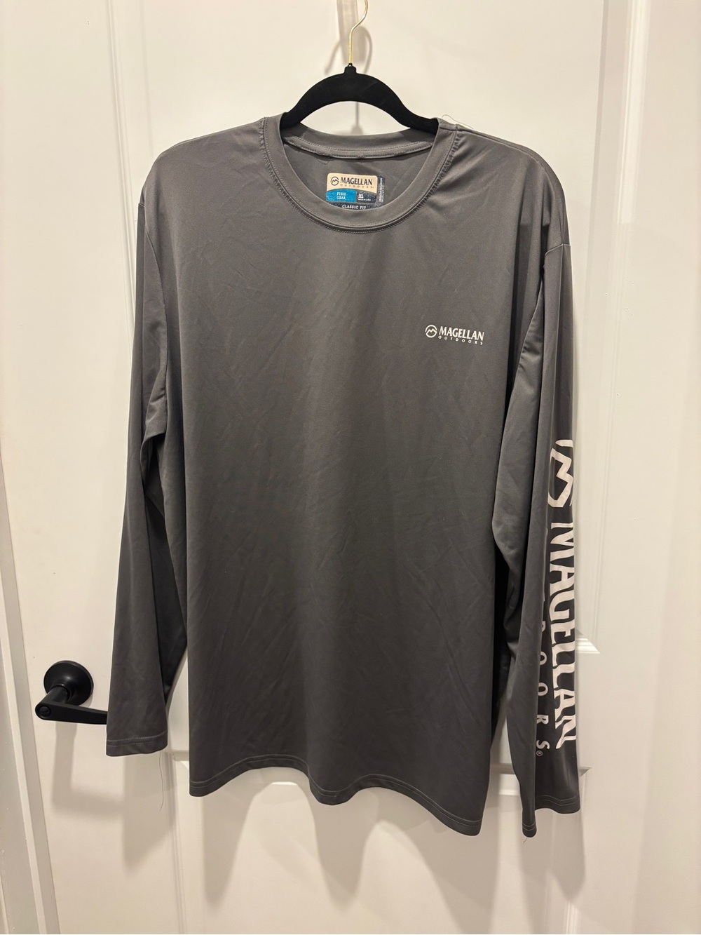 Magellan Outdoors Long Sleeve Performance Tee - Charcoal with White Logo